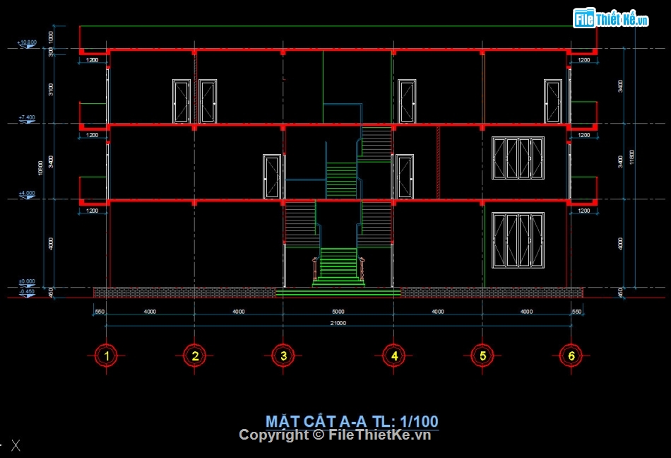 Nhà văn phòng file cad,Nhà ăn và nhà văn phòng,Nhà văn phòng 8.5x21m,Nhà ăn 10x18m,File cad nhà văn phòng