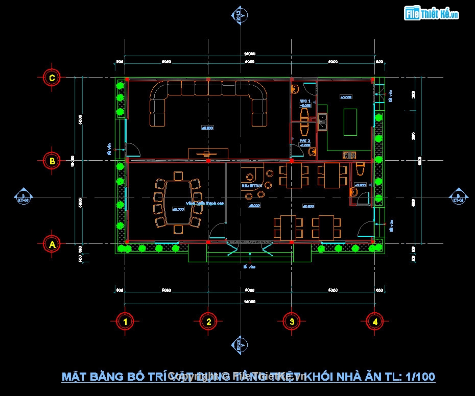 Nhà văn phòng file cad,Nhà ăn và nhà văn phòng,Nhà văn phòng 8.5x21m,Nhà ăn 10x18m,File cad nhà văn phòng