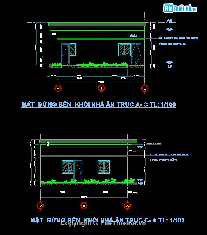 Nhà văn phòng file cad,Nhà ăn và nhà văn phòng,Nhà văn phòng 8.5x21m,Nhà ăn 10x18m,File cad nhà văn phòng
