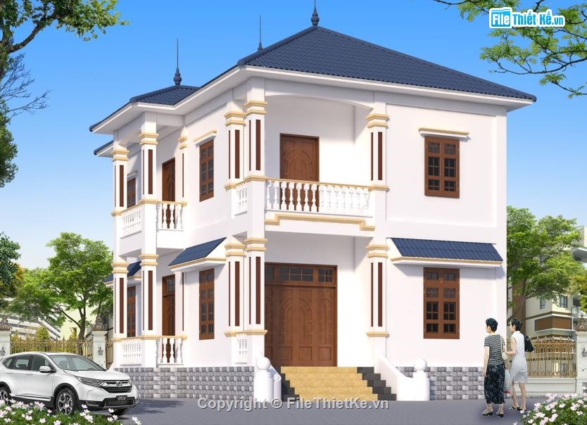 nhà 2 tầng mái nhật,nhà vườn 2 tầng,biệt thự 2 tầng,bản vẽ biệt thự 2 tầng,file sketchup biệt thự 2 tầng,file cad biệt thự 2 tầng