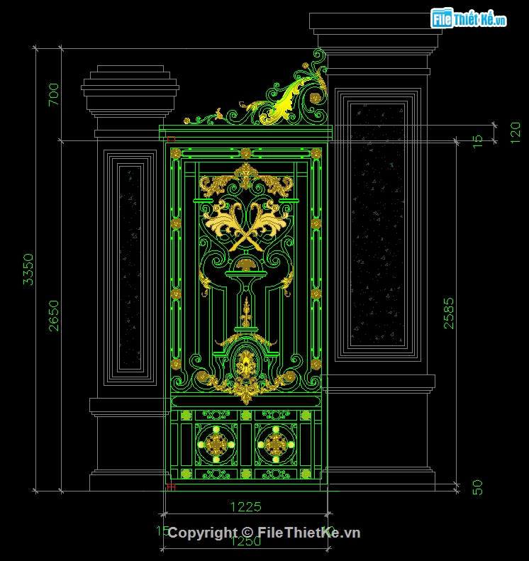 bản vẽ cổng hoa văn,cửa cổng CNC,File cad cửa cổng cnc,Autocad cửa cổng cnc đẹp,Bản vẽ cửa cổng cnc đẹp