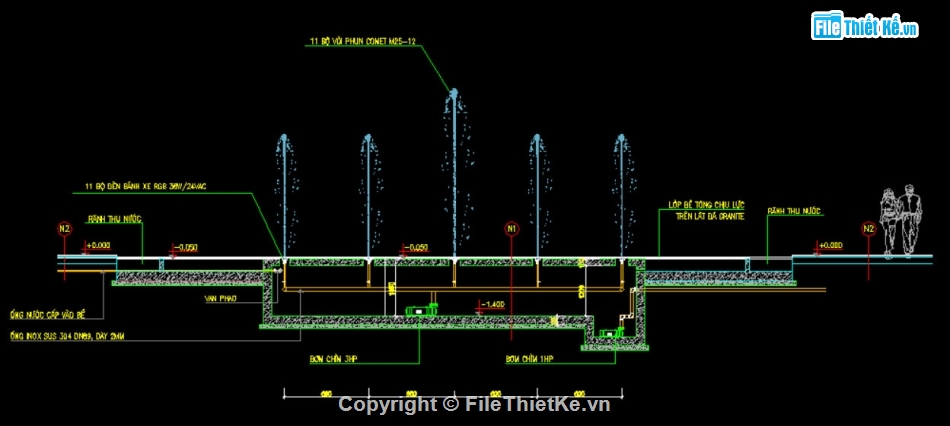 thiết kế đài phun nước,cad đài phun nước,thiết kế đài nước,file cad đài phun nước,bản vẽ đài phun nước