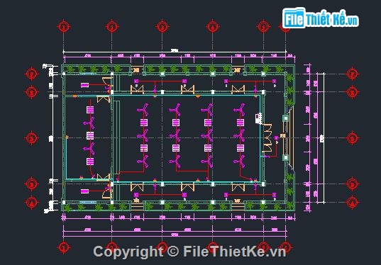 Nhà văn hóa 12.02x20.07m full KT,Bản vẽ nhà văn hóa thôn,File cad nhà văn hóa thôn