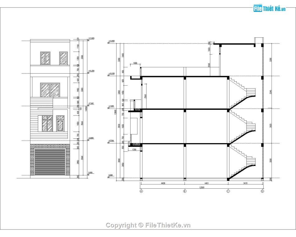 Nhà phố 3 tầng 1 tum,Nhà ống 4x12.5m,Mẫu nhà ống đẹp,Mẫu nhà 3 tầng 1 tum,Bản vẽ nhà phố hiện đại,Thiết kế nhà ở 3 tầng hiện đại