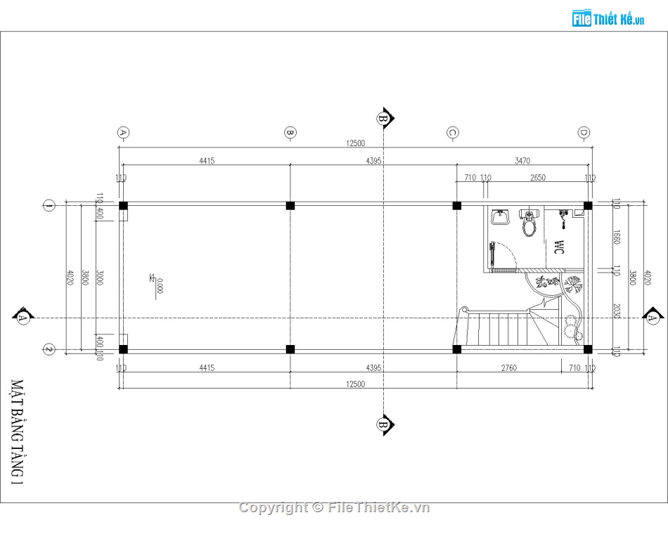 Nhà phố 3 tầng 1 tum,Nhà ống 4x12.5m,Mẫu nhà ống đẹp,Mẫu nhà 3 tầng 1 tum,Bản vẽ nhà phố hiện đại,Thiết kế nhà ở 3 tầng hiện đại