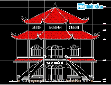 Bản vẽ,Bản vẽ autocad,kết cấu,kiến trúc 2 tầng,kết cấu đầy đủ,Tịnh xá 2 tầng