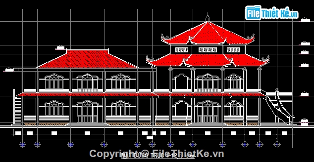 Bản vẽ,Bản vẽ autocad,kết cấu,kiến trúc 2 tầng,kết cấu đầy đủ,Tịnh xá 2 tầng