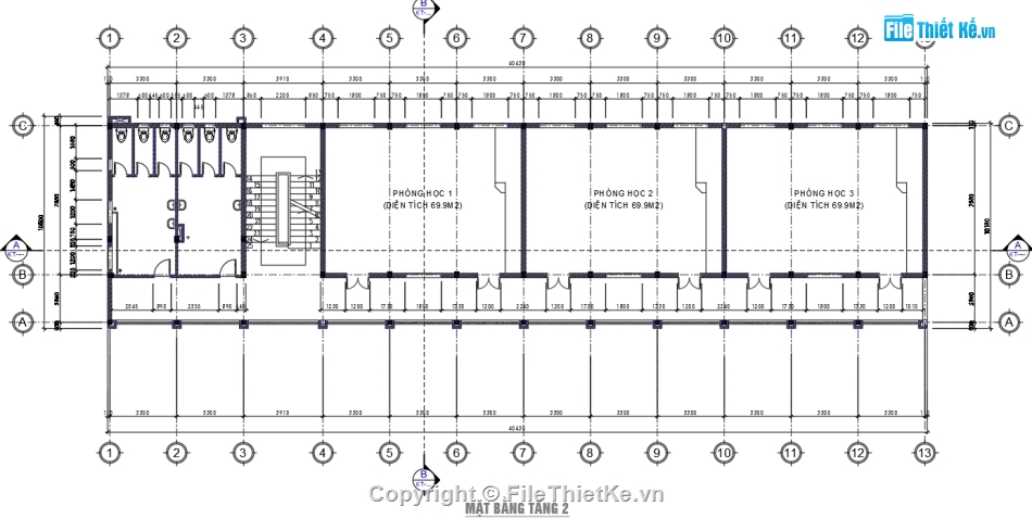 bản vẽ trường mầm non,trường mầm non 3 tầng 11x40m,file cad trường mầm non,trường mầm non 3 tầng,autocad trường mầm non