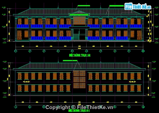 bản vẽ trường THCS,bản vẽ autocad trường học,cad trường thcs kèm dự toán,bản vẽ trường thcs 2 tầng 8 phòng,trường thcs 12.63x38.02m,bản vẽ trường thcs kèm dự toán