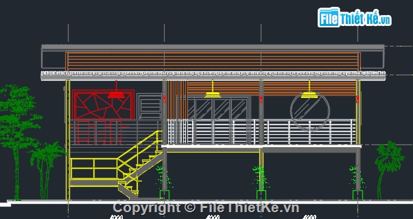 nhà cấp 4,nhà ở cấp 4,cad nhà sàn,file cad nhà sàn,mẫu nhà sàn