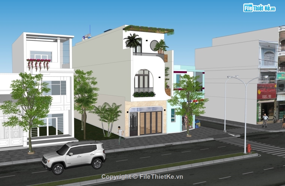 Nhà phố 3 tầng,Nhà phố 3 tầng đẹp,Nhà phố 3 tầng có thang máy,file cad nhà phố 3 tầng,file sketchup nhà phố 3 tầng