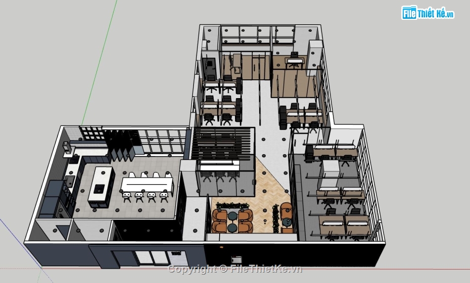 văn phòng làm việc,sketchup văn phòng làm việc,phối cảnh văn phòng làm việc,thiết kế văn phòng làm việc