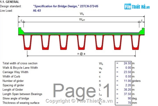 bản vẽ super T,dầm super T,bảng tính dầm super T,L=38.2m,móc cẩu dầm super T