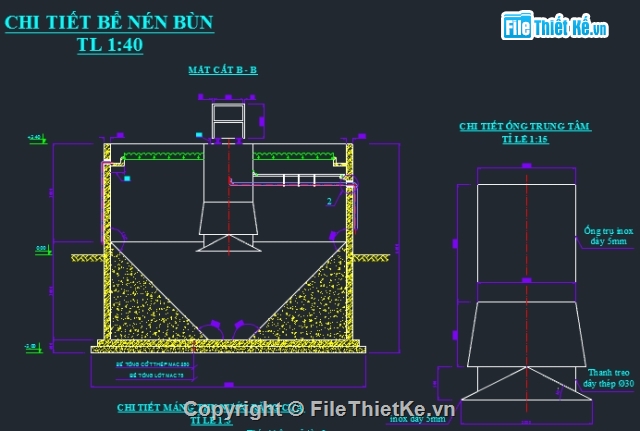 bể nén bùn,bể lắng ly tâm,bể lắng lamen