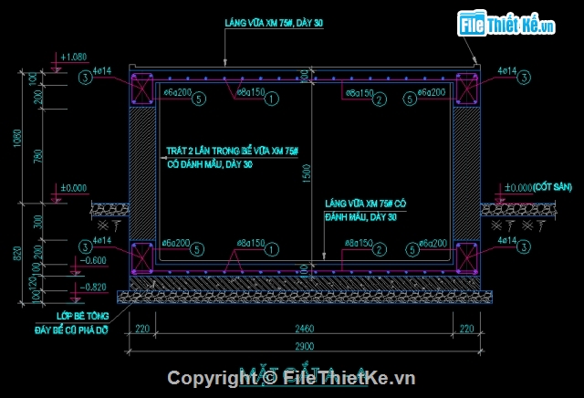 Bản vẽ,Bản vẽ autocad,File cad,Bể nước ngầm