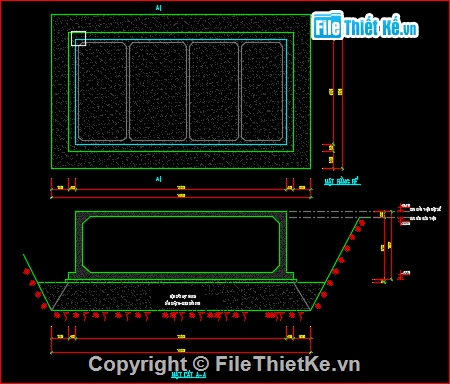 Bể nước ngầm 6x12,Bể nước ngầm 200m3,Bể nước ngầm,thiết kế bể nước,bản vẽ bể nước