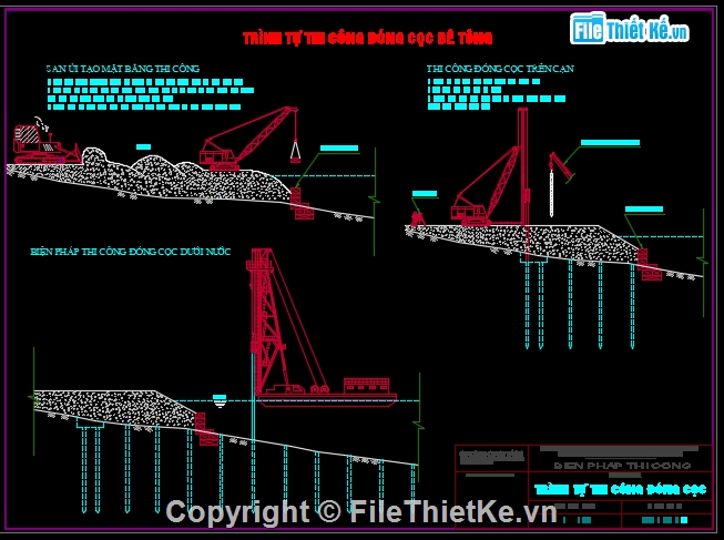 biện pháp thi công cầu cảng,biện pháp thi công cầu cập tàu,đóng cọc bê tông,thi công btct dầm,thi công btct bản,thi công tường chắn đất
