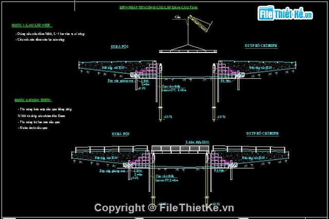 thi công cầu,biện pháp thi công mố,biện pháp thi công trụ,biện pháp thi công kết cấu nhịp,lao lắp bằng giá 3 chân