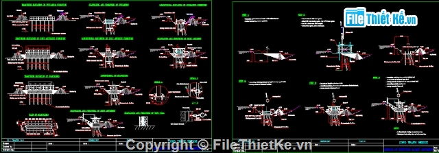Bản vẽ,thi công cầu,thi công cầu dầm T,thi công cọc đóng,đóng cọc hệ giá,thi công mố cầu