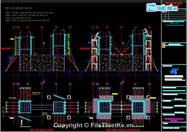 Biện pháp thi công trụ cột cáp treo,trụ cột cáp treo,cột nhà ga,Bản vẽ thi công