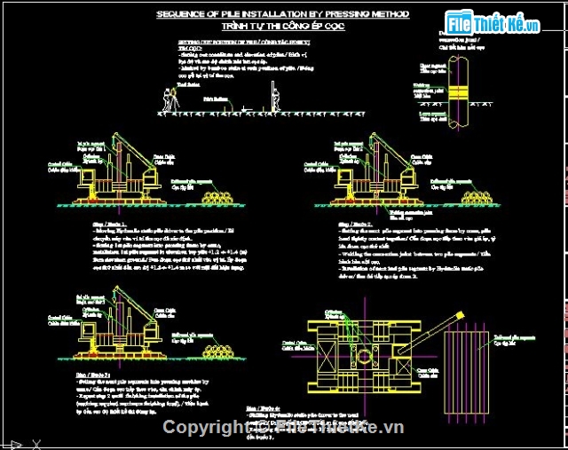 thi công ép cọc,ép cọc BTCT,phương pháp thử tải tĩnh,thử nghiệm sức chịu tải của cọc,bản vẽ phương pháp PDA