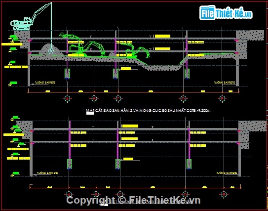 Biện pháp thi công phần ngầm phương pháp topdown,Bản vẽ biện pháp thi công TOPDOWN,Biện pháp thi công topdown