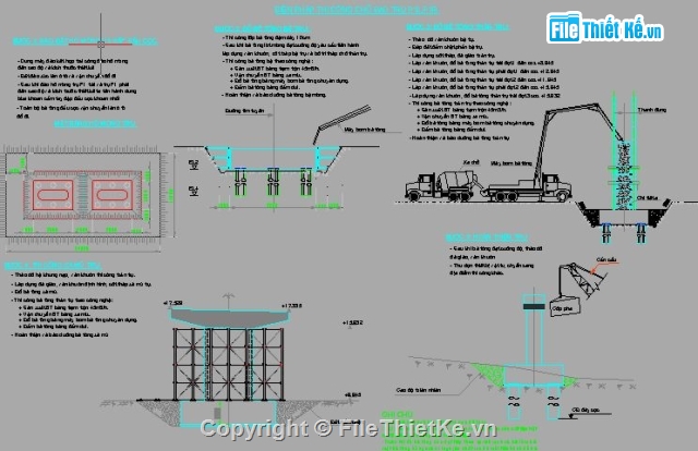 thi công cầu,Bản vẽ cad thi công cầu,biện pháp thi công trụ cầu,kết cấu bổ trợ thi công trụ,đà giáo phục vụ thi công trụ,ván khuôn thi công trụ