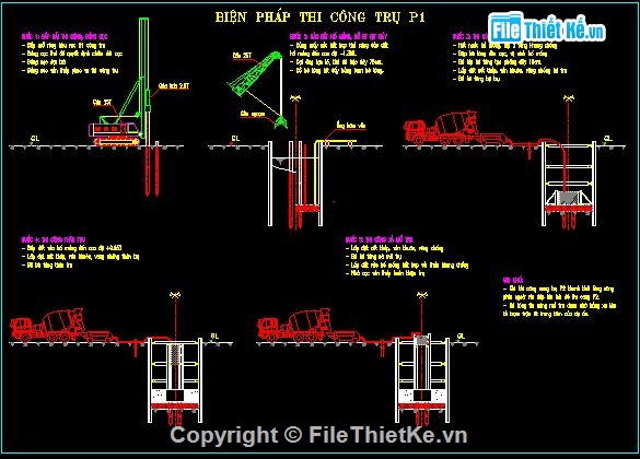 Bản vẽ cad thi công cầu,biện pháp thi công trụ cầu,bản vẽ biện pháp thi công,thi công cầu,Bản vẽ thi công