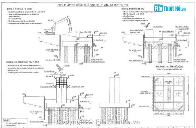 trụ cầu,Bản vẽ thi công,thi công cầu,biện pháp thi công trụ cầu