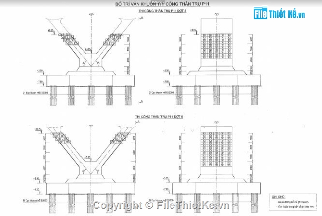 trụ cầu,Bản vẽ thi công,thi công cầu,biện pháp thi công trụ cầu