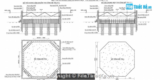 trụ cầu,Bản vẽ thi công,thi công cầu,biện pháp thi công trụ cầu