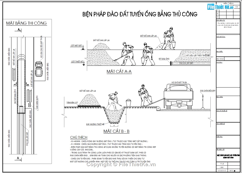Bản vẽ thi công,HDPE,Bản vẽ  cad biện pháp thi công,biện pháp thi công ống HDPE