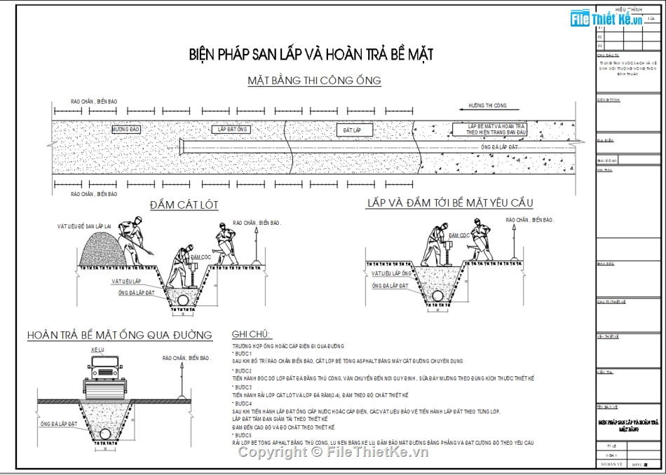 Bản vẽ thi công,HDPE,Bản vẽ  cad biện pháp thi công,biện pháp thi công ống HDPE