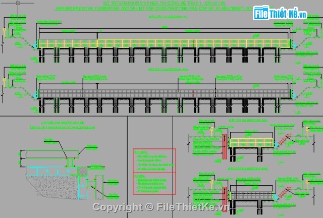 Bản vẽ cad thi công cầu,đồ án tổ chức thi công,bản vẽ tổ chức thi công,bản vẽ biện pháp thi công,thi công mo cau