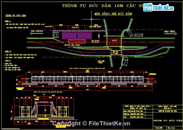 Bản vẽ thi công,Biện pháp thi công,thi công cầu,Biện pháp tổ chức thi công chế tạo dầm và lao lắp