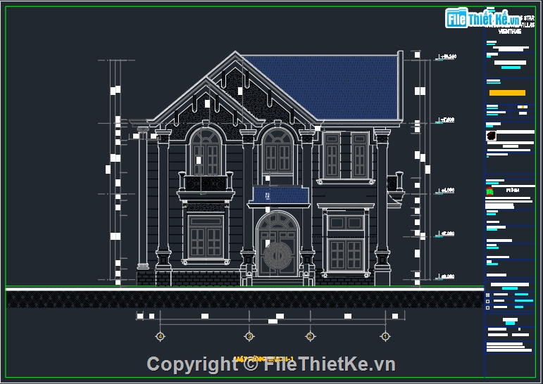biệt thự 2 tầng,Bản vẽ biệt thự 2 tầng đẹp,bản vẽ biệt thự mái thái 2 tầng