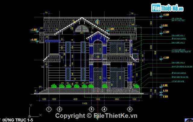 Bản vẽ CAD biệt thự 2 tầng,Mẫu biệt thự 2 tầng,biệt thự 2 tầng 11.7x12.8m,biệt thự 2 tầng kiến trúc kết cấu