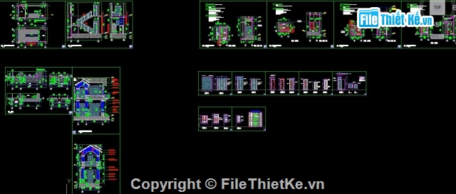 Bản vẽ CAD biệt thự 2 tầng,Mẫu biệt thự 2 tầng,biệt thự 2 tầng 11.7x12.8m,biệt thự 2 tầng kiến trúc kết cấu