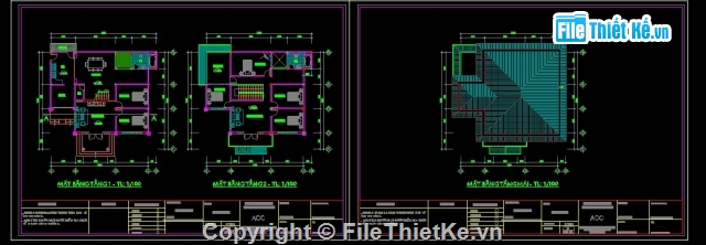 biệt thự 2 tầng 12x13m,bản vẽ biệt thự 2 tầng 12x13m,bản vẽ cad biệt thự 2 tầng