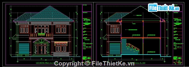 biệt thự 2 tầng 12x13m,bản vẽ biệt thự 2 tầng 12x13m,bản vẽ cad biệt thự 2 tầng