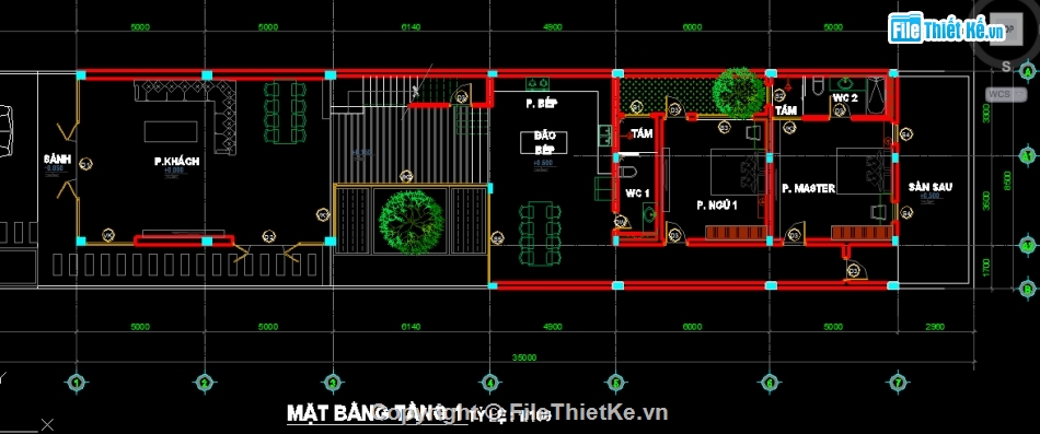 Cad biệt thự 2 tầng,Bản vẽ biệt thự 2 tầng,biệt thự 2 tầng,Biệt thự 2 tầng 8.5x30m