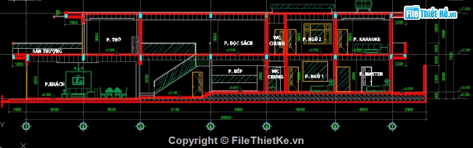 Cad biệt thự 2 tầng,Bản vẽ biệt thự 2 tầng,biệt thự 2 tầng,Biệt thự 2 tầng 8.5x30m