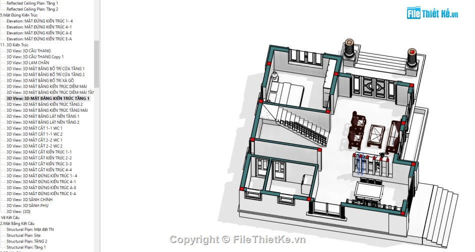 Revit biệt thự 2 tầng,Bản vẽ revit biệt thự 2 tầng,Bản vẽ biệt thự 2 tầng Revit,biệt thự 2 tầng Revit