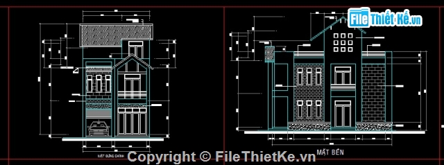 Bản vẽ biệt thự 2.5 tầng KT 6.5x11.5m,Biệt thự,Biệt thự 2.5 tầng hiện đại