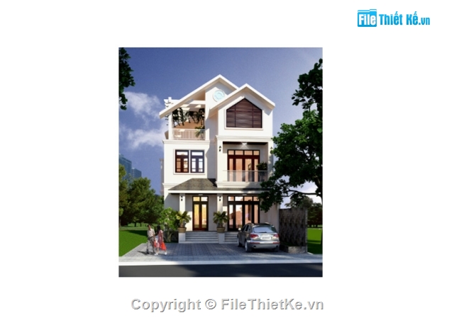 bản vẽ biệt thự hiện đại 2.5t KT 8x17.5,Bản vẽ biệt thự 2.5 tầng KT 8x17.5m,Biệt thự kích thước 8x17.5m cao 2.5 tầng