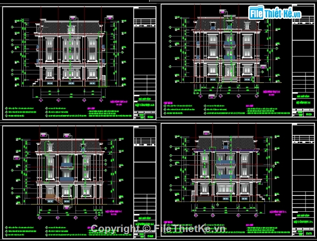 Biệt thự tân cổ điển 15x16m,bản vẽ biệt thự 3 tầng 1 tum,biệt thự 3 tầng,kiến trúc 3 tầng 1 tum