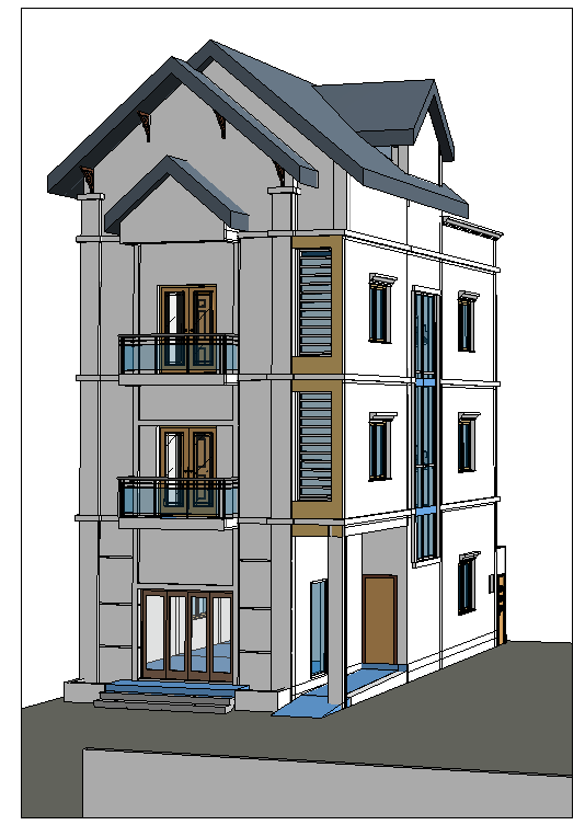 Biệt thự 3 tầng 1 tum,biệt thự 4 tầng,bản vẽ biệt thự 4 tầng,revit biệt thự 4 tầng,revit biệt thự 3 tầng 1 tum