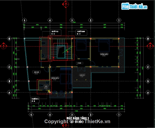 nhà ở 3 tầng,Bản vẽ biệt thự 3 tầng,biệt thự 3 tầng,File cad Biệt thự 3 tầng