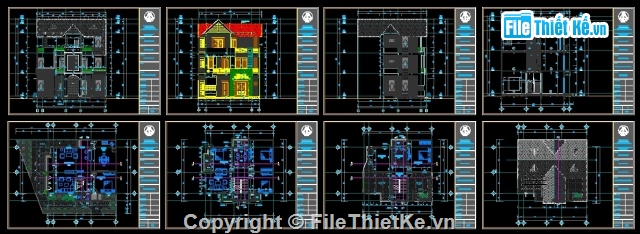 bản vẽ biệt thự 3 tầng 12500 x 12000m,bản vẽ biệt thự 3 tầng mái thái,bản vẽ biệt thự 3 tầng