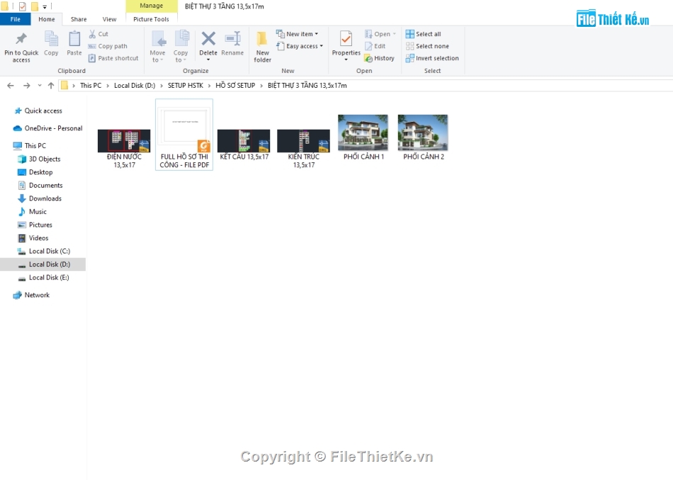 Biệt thự 3 tầng,Bản vẽ full,thi công